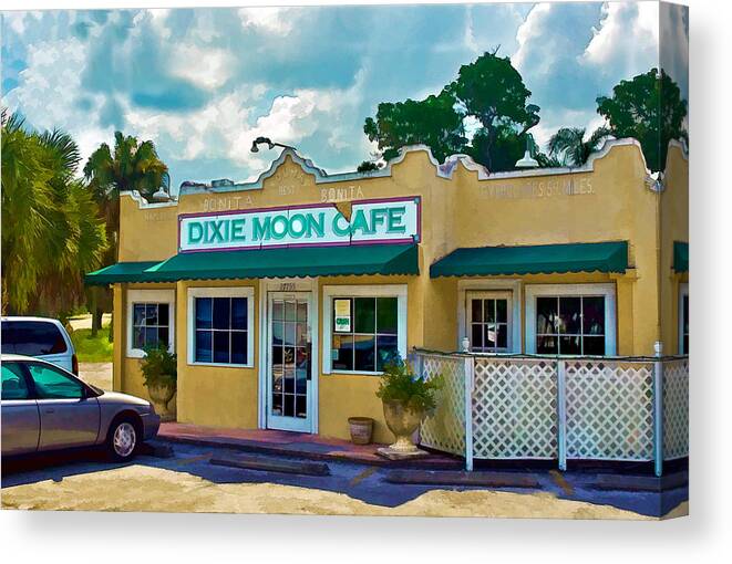Bonita Springs Canvas Print featuring the photograph Dixie Moon Cafe in Bonita Springs by Ginger Wakem