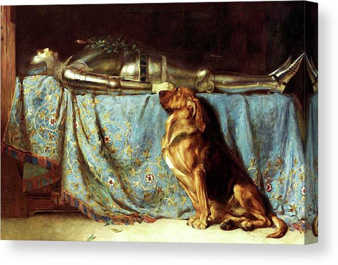 Dog Canvas Print featuring the mixed media Dog Loyalty - Requiescat - Rest in Peace by Briton Riviere