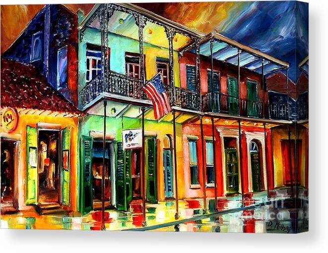 New Orleans Canvas Print featuring the painting Down on Bourbon Street by Diane Millsap