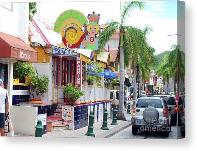 Palm Canvas Print featuring the photograph Down Town Philipsburg by Gary Wonning