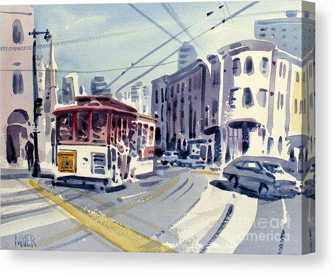 Cable Car Canvas Print featuring the painting Downtown San Francisco by Donald Maier