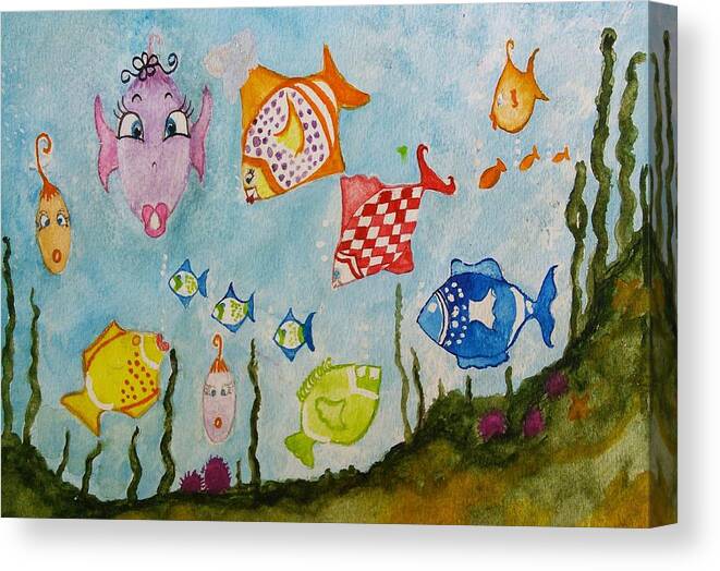 Fish Canvas Print featuring the painting Dressed Up Fish by Susan Nielsen