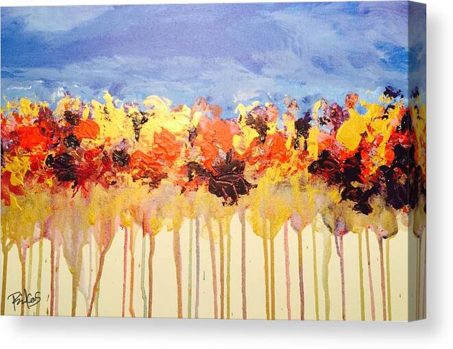 Acrylic Painting Canvas Print featuring the painting Drip Flowers by Serenity Studio Art