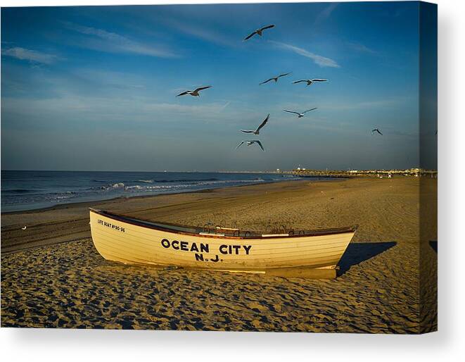 Early Morning Canvas Print featuring the photograph Early Morning Ocean City NJ by James DeFazio