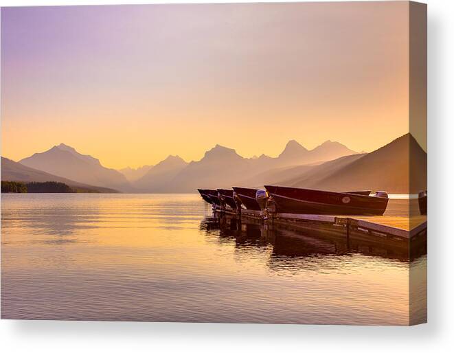 Glacier National Park Canvas Print featuring the photograph Early Morning on Lake McDonald by Adam Mateo Fierro