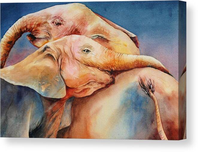 Elephant Canvas Print featuring the painting Eleph-Fun by Diane Fujimoto