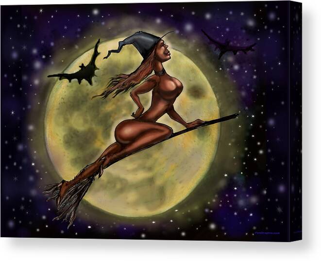 Halloween Canvas Print featuring the digital art Enchanting Halloween Witch by Kevin Middleton