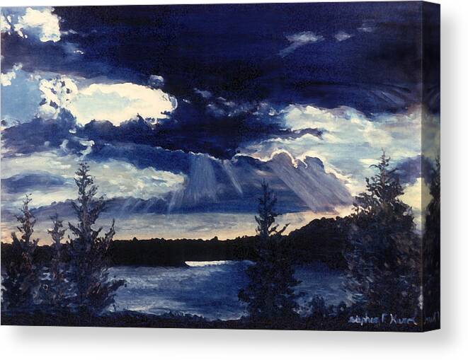 Landscape Canvas Print featuring the painting Evening Lake by Steve Karol
