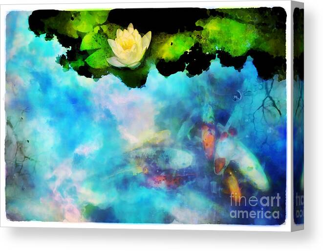Koi Canvas Print featuring the photograph Evening reflections by Gina Signore