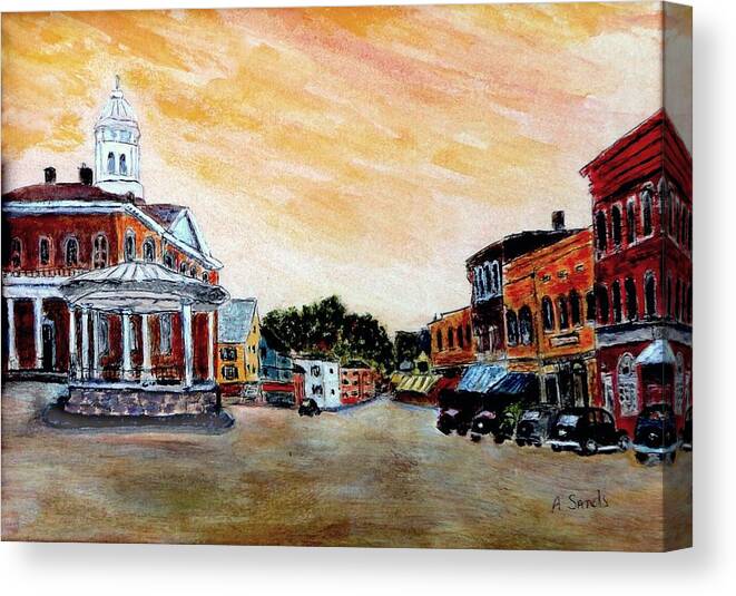Exeter Canvas Print featuring the painting Exeter NH circa 1920 by Anne Sands