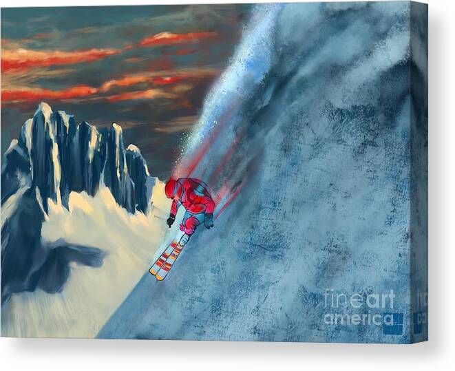 Ski Canvas Print featuring the painting Extreme ski painting by Sassan Filsoof
