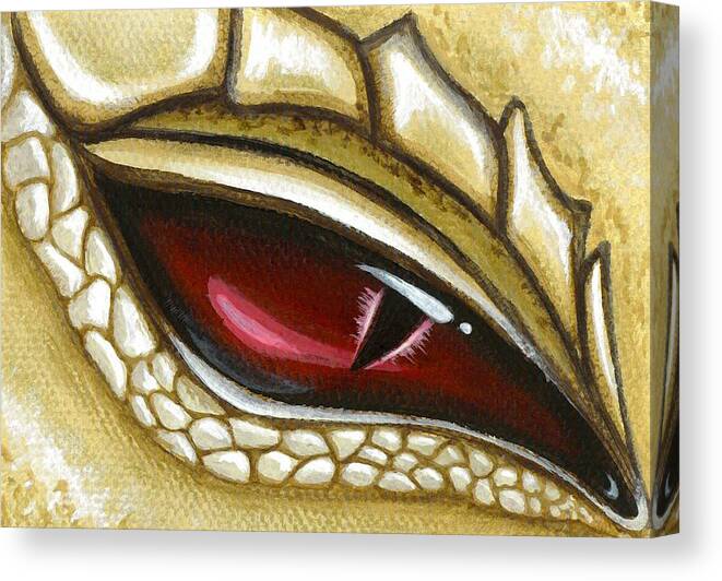 Fantasy Dragon Canvas Print featuring the painting Eye Of Gold Dust by Elaina Wagner