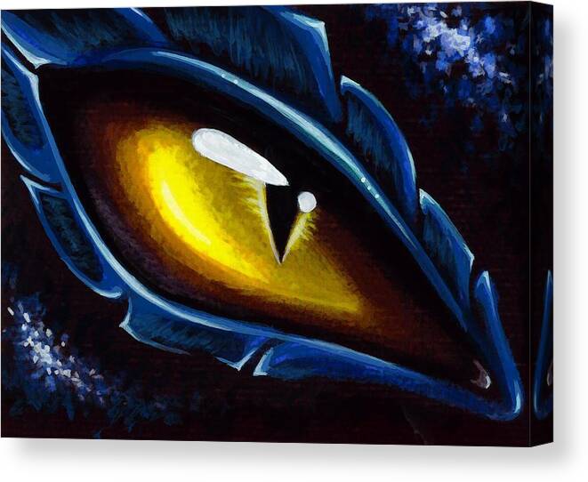 Dragon Eye Canvas Print featuring the painting Eye Of The Blue dragon by Elaina Wagner