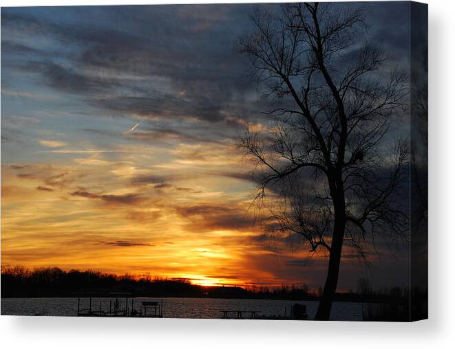 Sunset Canvas Print featuring the photograph Fall Sunset by Wanda Jesfield