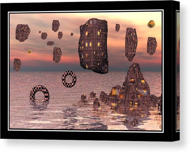 Falling Down Surreal Art Image Color Print Poster Canvas Original New Best William Ballester Abstract Landscapes Canvas Prints Canvas Print featuring the digital art Falling down by William Ballester