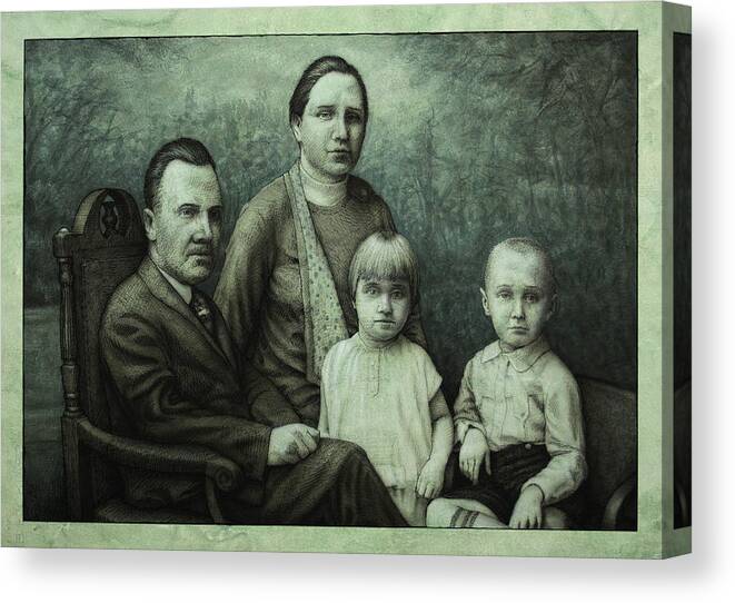 Vintage Canvas Print featuring the painting Family Portrait by James W Johnson