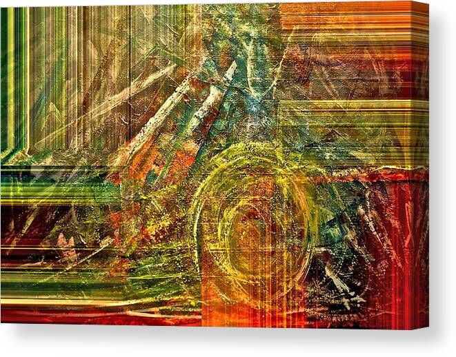 Abstract Canvas Print featuring the mixed media Farming by Gwyn Newcombe