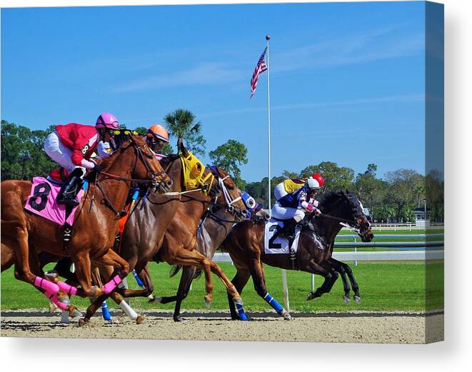 Horse Canvas Print featuring the photograph Final Stretch by Stoney Lawrentz