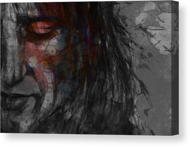 Rock And Roll Canvas Print featuring the mixed media First Cut Is The Deepest Rod Stewart by Paul Lovering