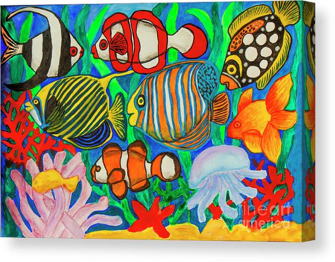 Fish Canvas Print featuring the painting Fishes, watercolor painting by Irina Afonskaya