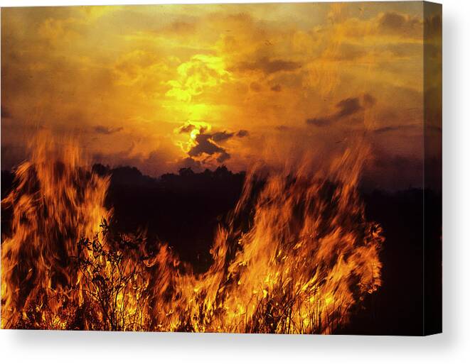 Landscape Canvas Print featuring the photograph Flaming Sunset by Robert Potts