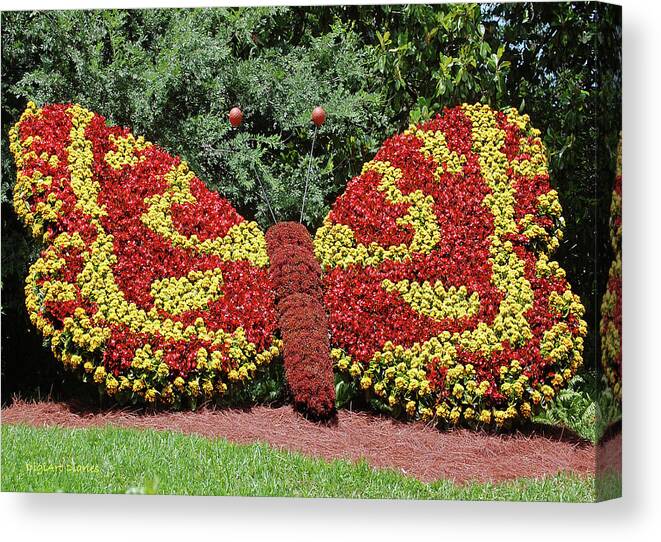 Floral Canvas Print featuring the digital art Floral Butterfly Sculpture by DigiArt Diaries by Vicky B Fuller