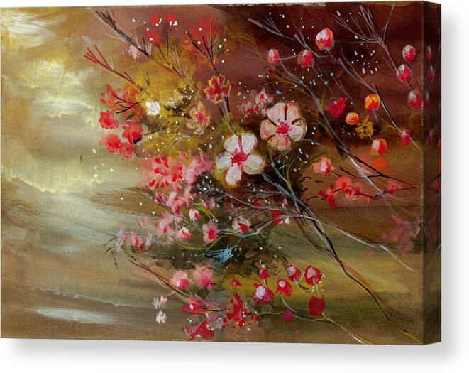 Nature Canvas Print featuring the painting Flowers 2 by Anil Nene