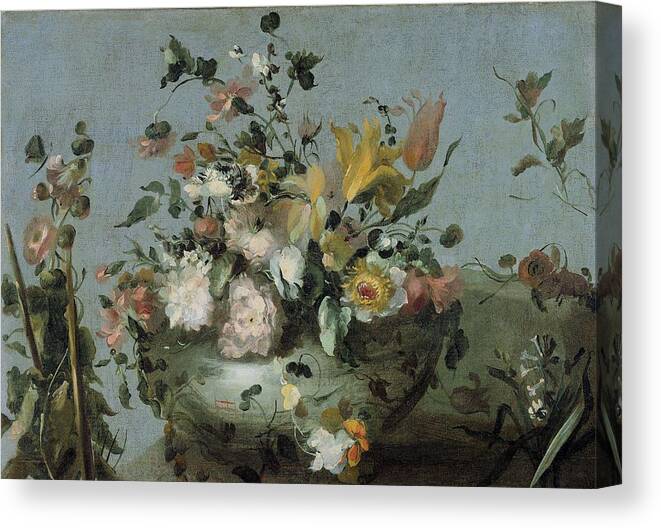 Flower Canvas Print featuring the painting Flowers, anonymous, c. 1700 - c. 1799 by Celestial Images