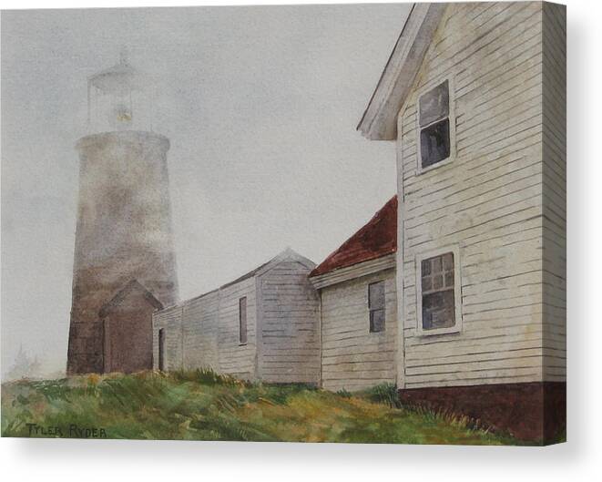 Fog Canvas Print featuring the painting Fog on Monhegan by Tyler Ryder