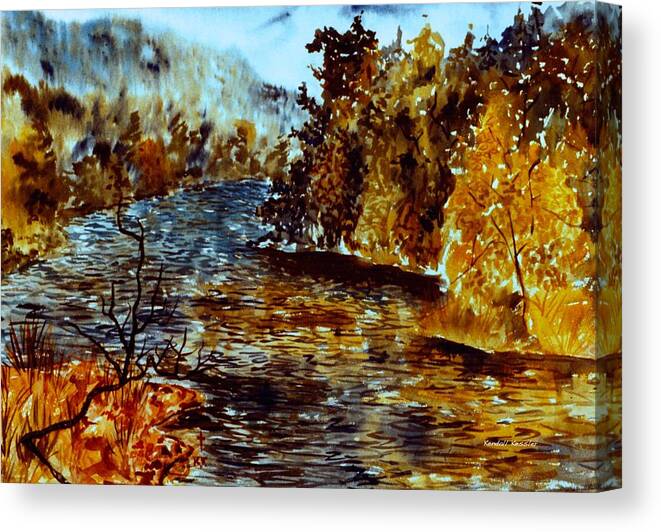Mountain Lake Canvas Print featuring the painting Fog on Mountain Lake by Kendall Kessler