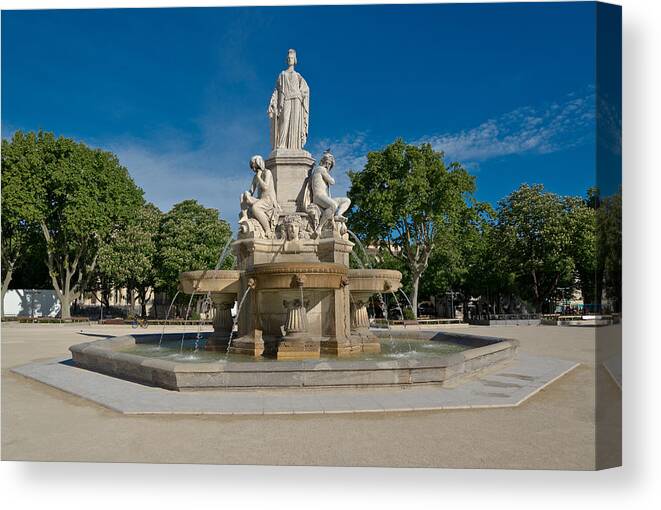 Fountain Canvas Print featuring the sculpture Fontaine de Pradier by Scott Carruthers