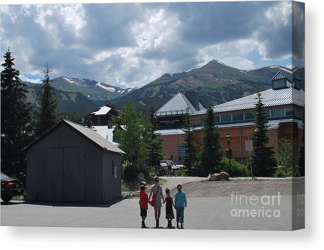 Family Canvas Print featuring the photograph Four Little Children Safe in a Big Beautiful World Telluride Colorado by Heather Kirk