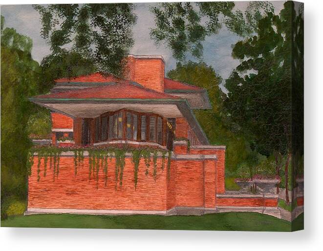Frank Lloyd Wright Canvas Print featuring the painting Frank Lloyd Wright Robie House by Jacob Stempky