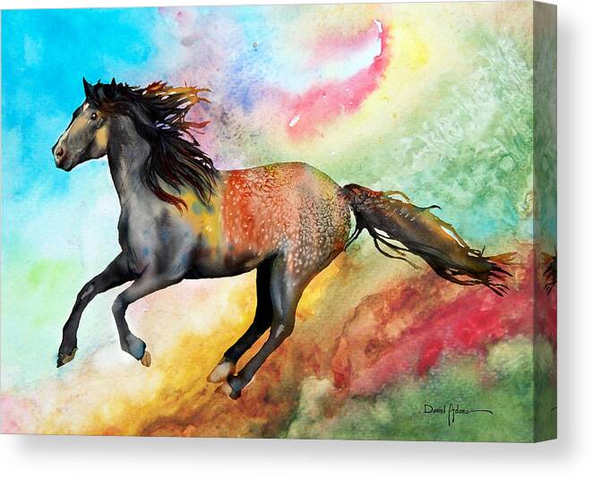 Horse Canvas Print featuring the painting Free Gallop Colorful Daniel Adams by Daniel Adams