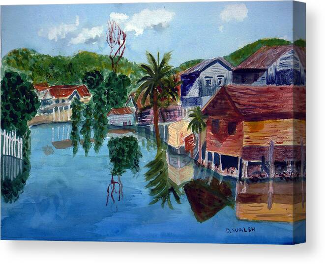 French Harbo Canvas Print featuring the painting French Harbor Isla de Roatan by Donna Walsh