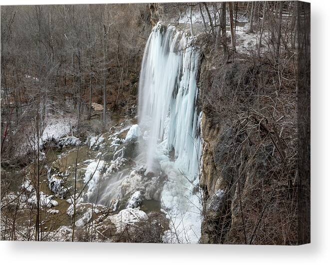 Falling Springs Falls Canvas Print featuring the photograph Frozen Falling Springs by Chris Berrier