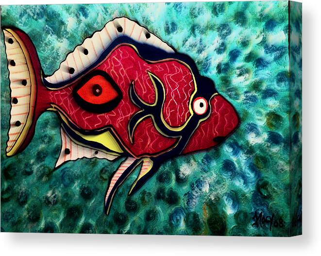 Fish Canvas Print featuring the mixed media Funky Fish 2 by Tracy McDurmon