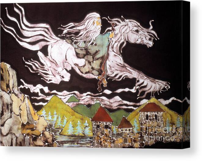 Lord Of The Rings Canvas Print featuring the tapestry - textile Gandalf and Shadowfax by Carol Law Conklin