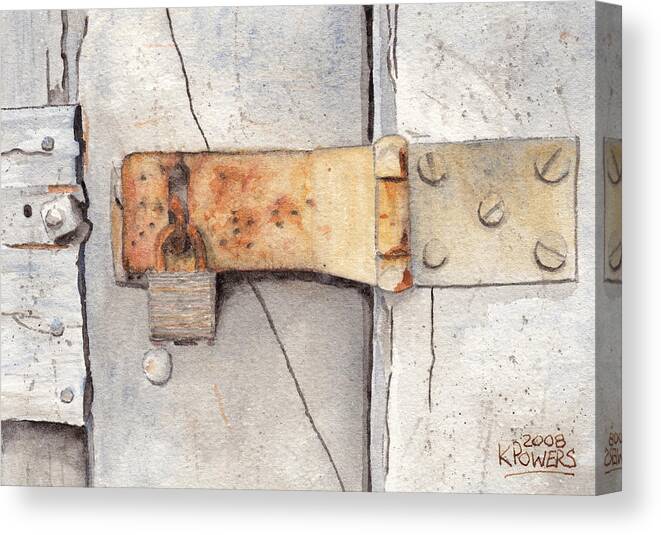 Lock Canvas Print featuring the painting Garage Lock Number Two by Ken Powers