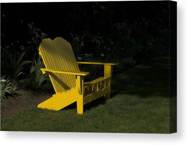 Bench Canvas Print featuring the photograph Garden Bench Yellow by Sara Stevenson