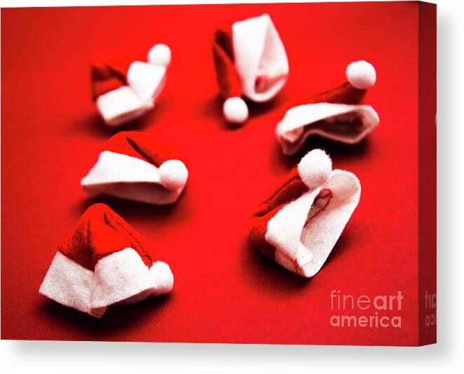 Santa Hat Canvas Print featuring the photograph Gathering of x-mas hats by Jorgo Photography
