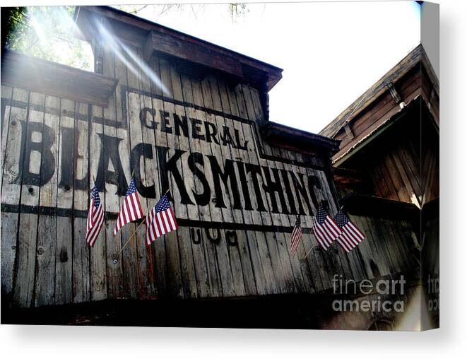 Building Canvas Print featuring the photograph General Blacksmithing by Linda Shafer