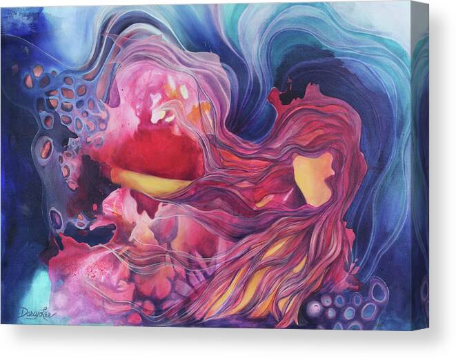 Feminine Canvas Print featuring the painting Genesis by Darcy Lee Saxton