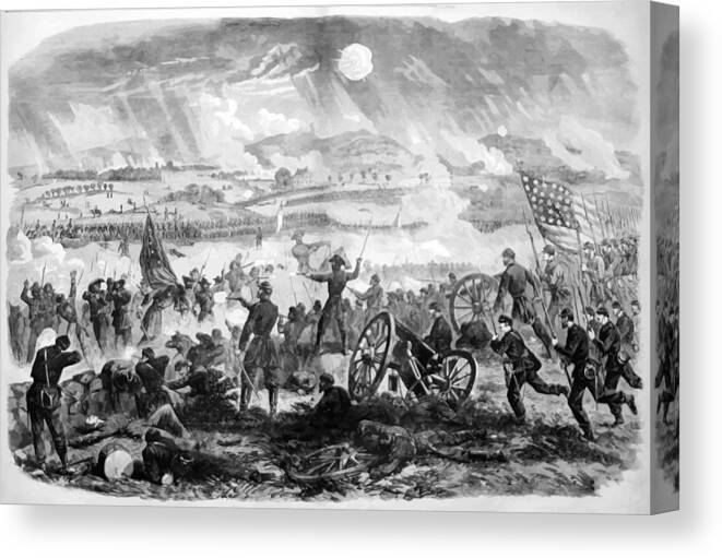 Gettysburg Canvas Print featuring the painting Gettysburg Battle Scene by War Is Hell Store