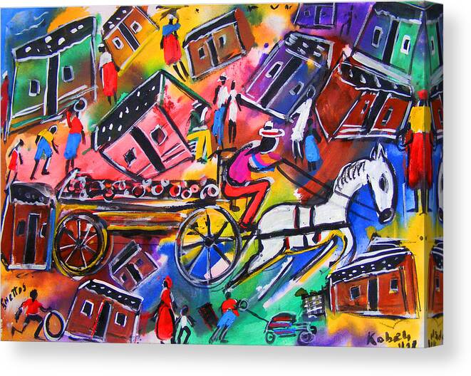 Soweto Gold Collection Canvas Print featuring the painting Ghettos by Eli Kobeli