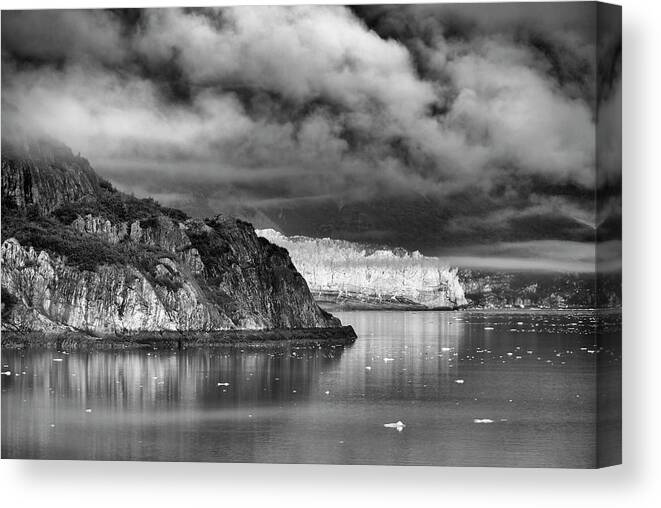 Alaska Canvas Print featuring the photograph Glacier Bay Alaska in BW by Paul Ross