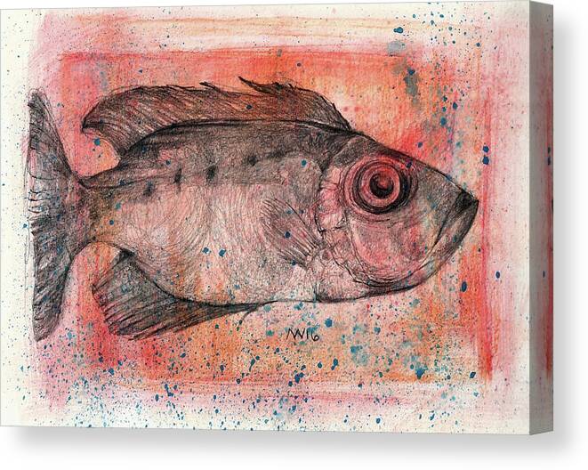 Fish Canvas Print featuring the mixed media Glasseye Snapper by AnneMarie Welsh