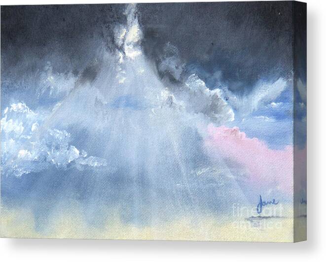 Clouds Canvas Print featuring the painting God Rays by Nila Jane Autry