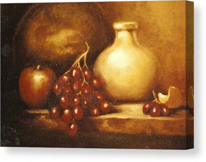 Still Life Canvas Print featuring the painting Golden Carafe by Jordana Sands