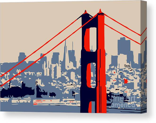 Modern Canvas Print featuring the digital art Golden Gate Bridge by Heidi De Leeuw